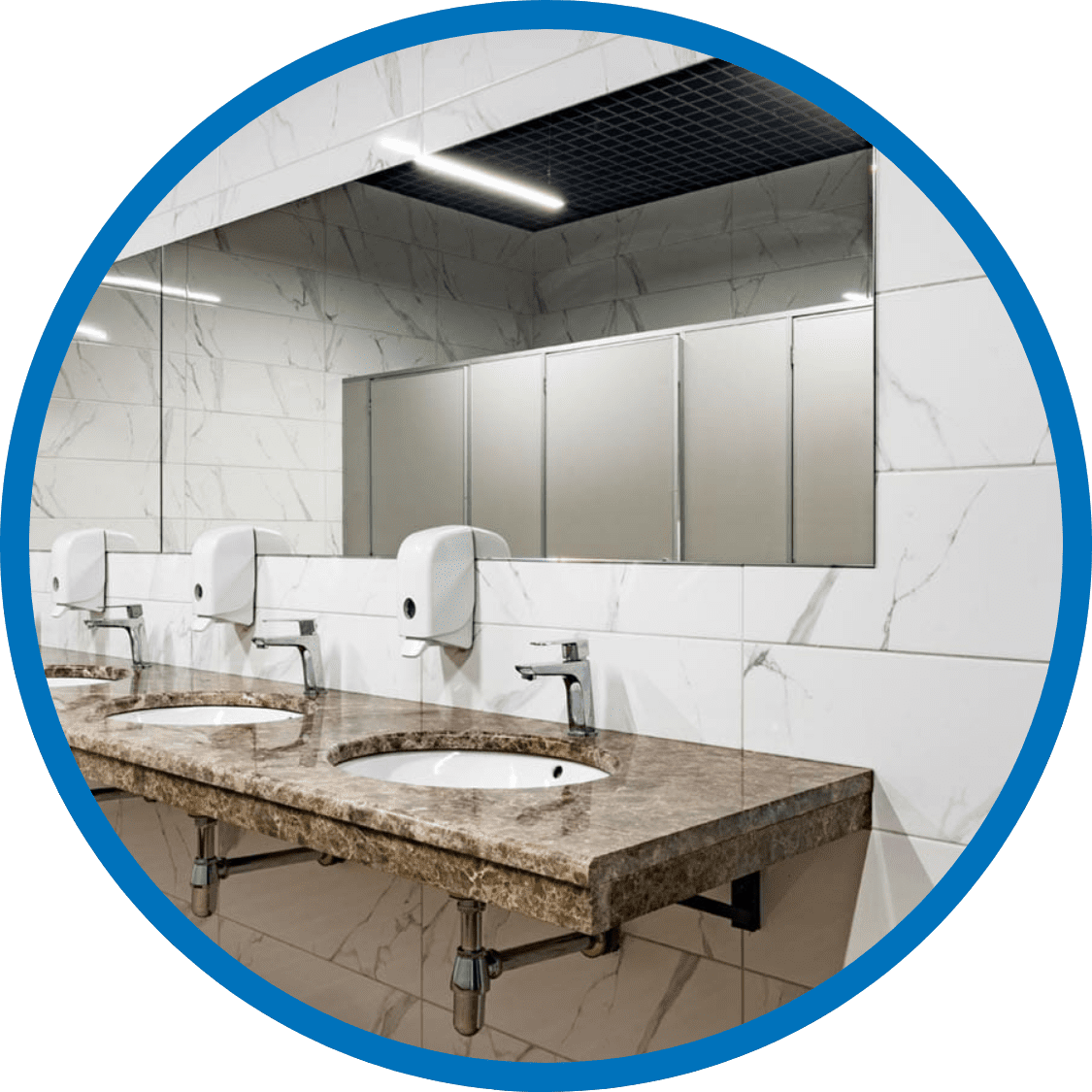 Clean restroom stocked by Servall in Gillette business