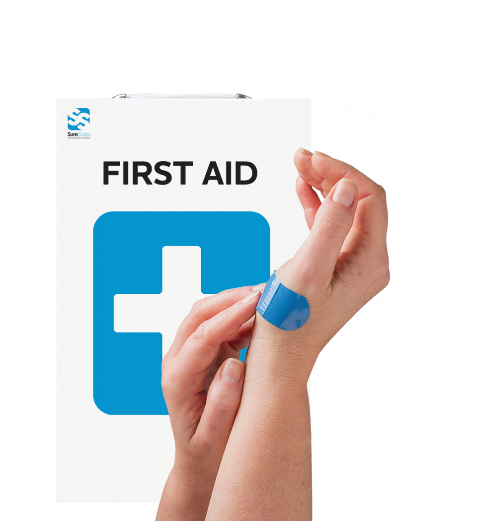 Servall First Aid Cabinet Rental + Blue Bandage First Aid Hero