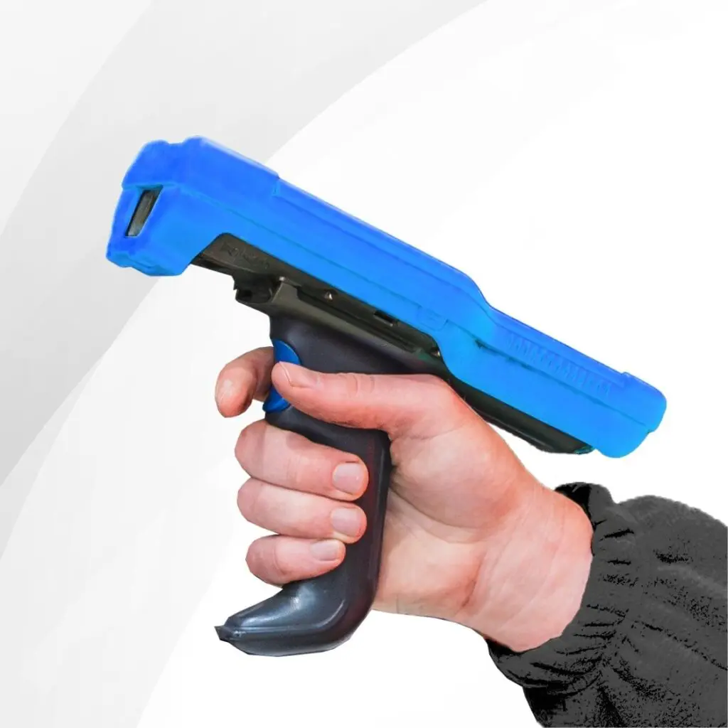 Hand holding a SureScan™ scanner for inventory control