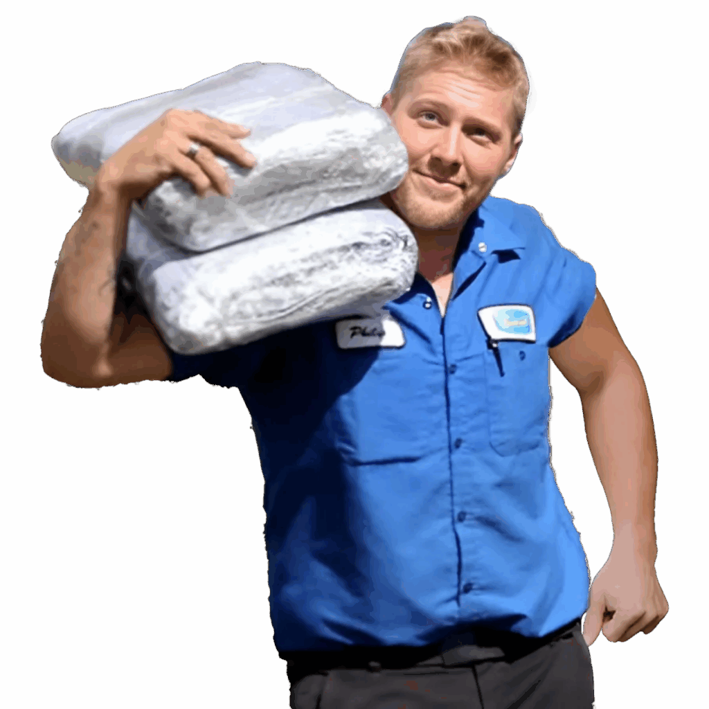 Severall employee carrying uniforms on his shoulder for delivery