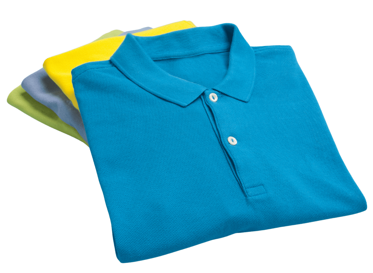 Stack of clean uniform shirts in different colors