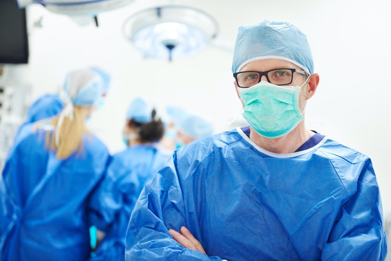 Doctore in uniform scrubs, mask