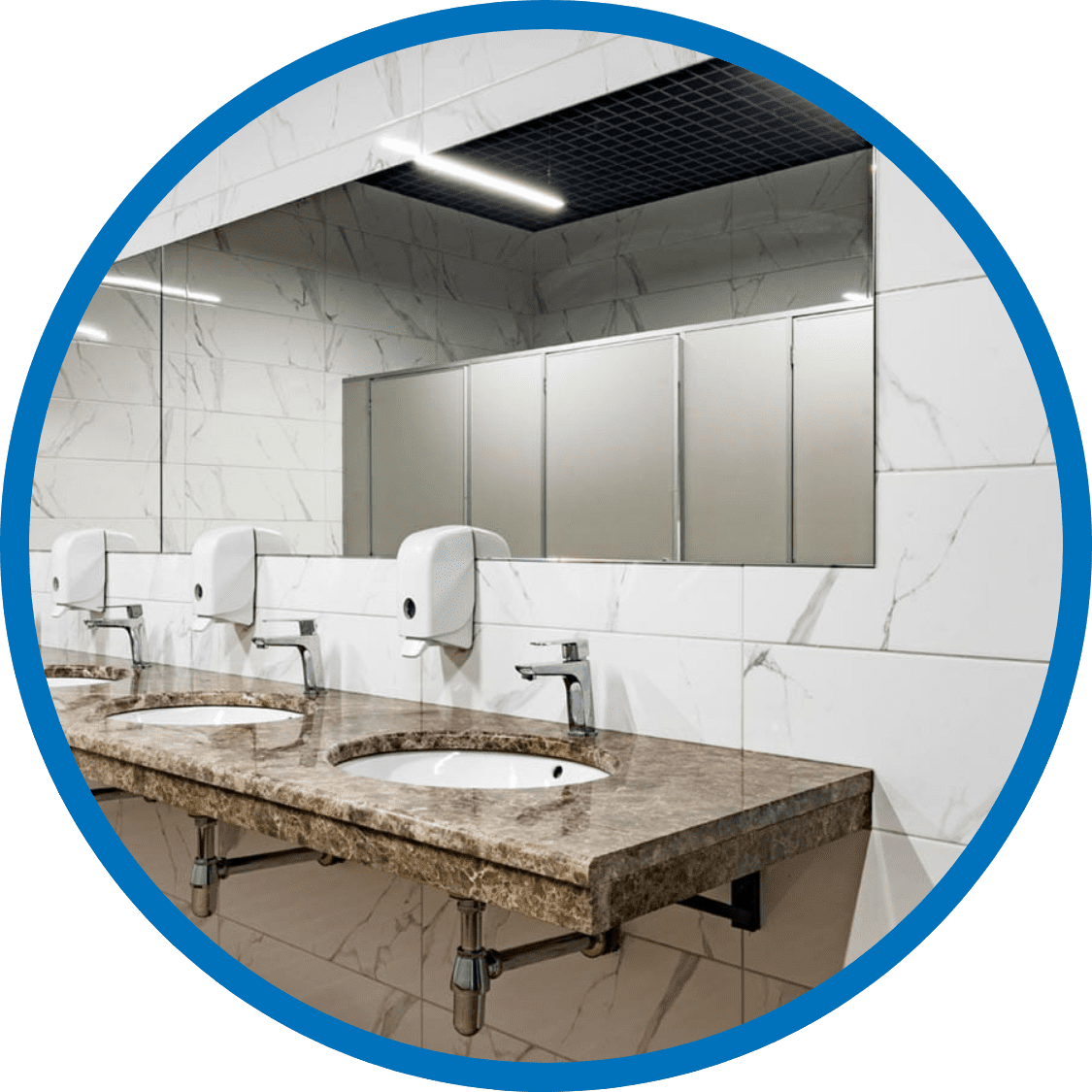 Clean restroom stocked by Servall in Gillette business