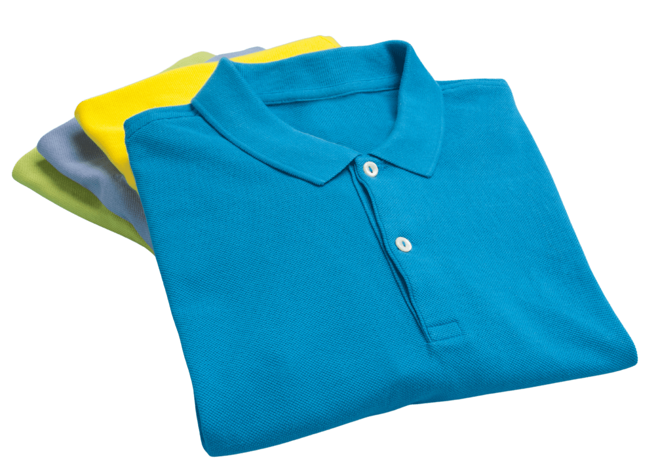 Stack of clean uniform shirts in different colors